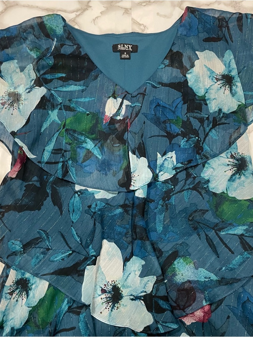 SLNY by SL Fashions Floral Chiffon Dress
